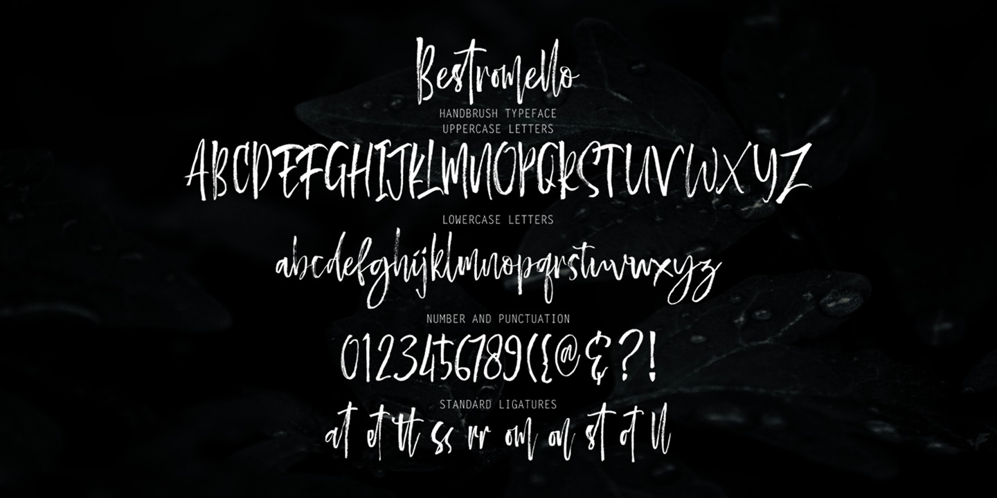 Ejemplo de fuente Bestromello Script Regular